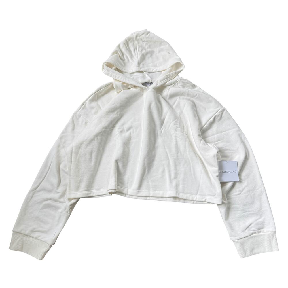 NEW Beyond Yoga Happiness Crop Hoodie Fresh Snow Cream Ivory